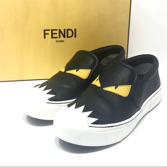 fendi monster slip on sneakers